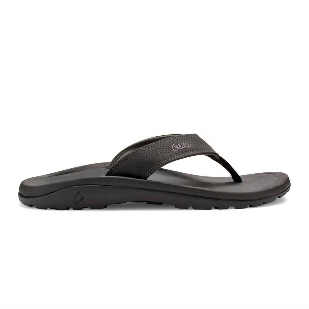 NEW OLUKAI men's ohana beach sandals in black / dark shadow